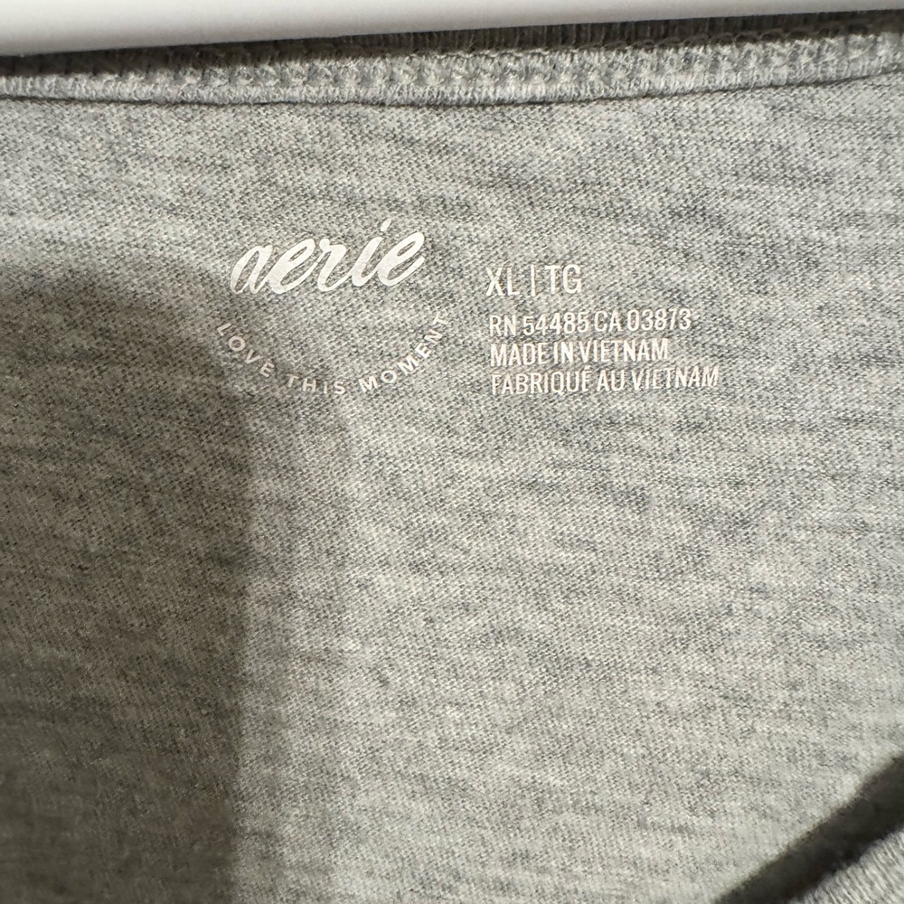 Aerie Light Gray V-Neck Short Sleeve Tee - Picture 2 of 2